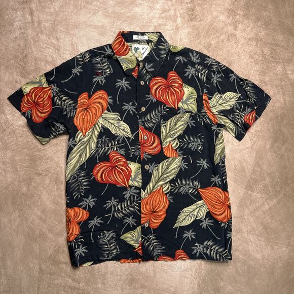 Ron Chereshan Hawaiian Shirt Floral Leaf Multicolor Short Sleeve Button Up - Picture 1 of 8